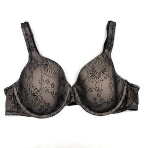 Vanity Fair Body Sleeks Contour‎ Bra Womens 38C Contour Black Lace Dainty 75271